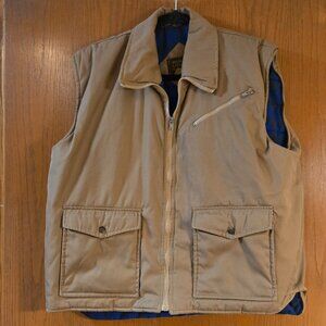 Branded Lion Men's Winter Vest- Khaki/Blue and Black Plaid- Size XL